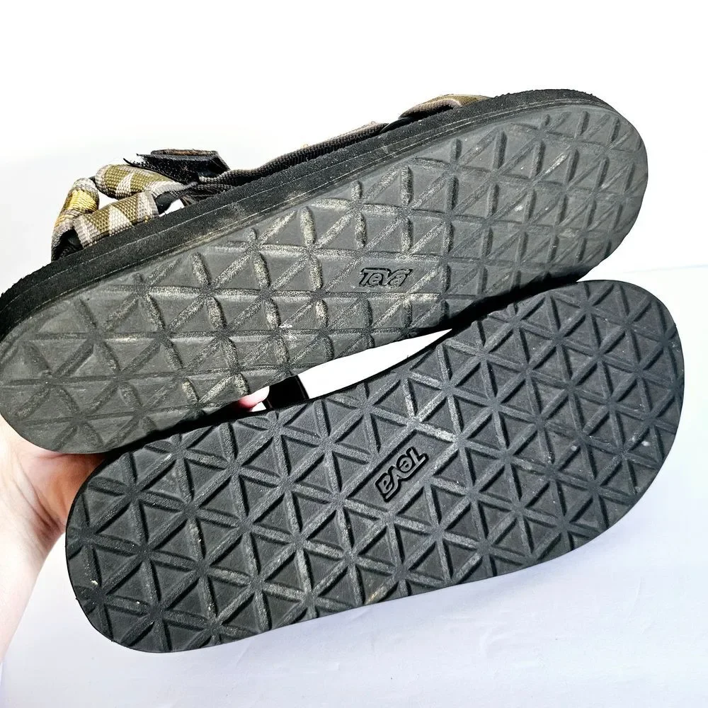 Teva Original Universal Sandals Geometric Brown Tan Gorpcore Mens 8 Boho Hiking‎